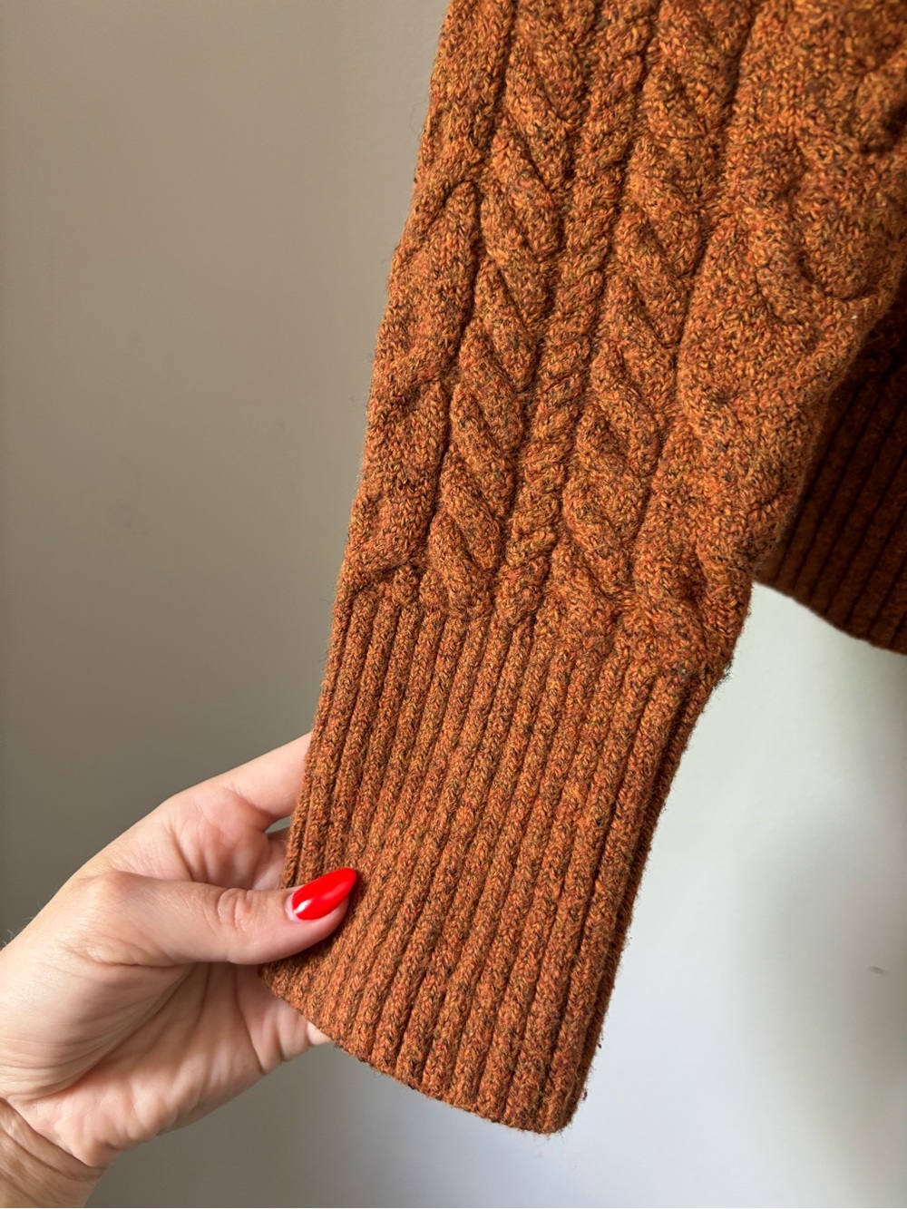 Something Navy Cable Knit Button-Front Cardigan - Rust - Picture 6 of 7